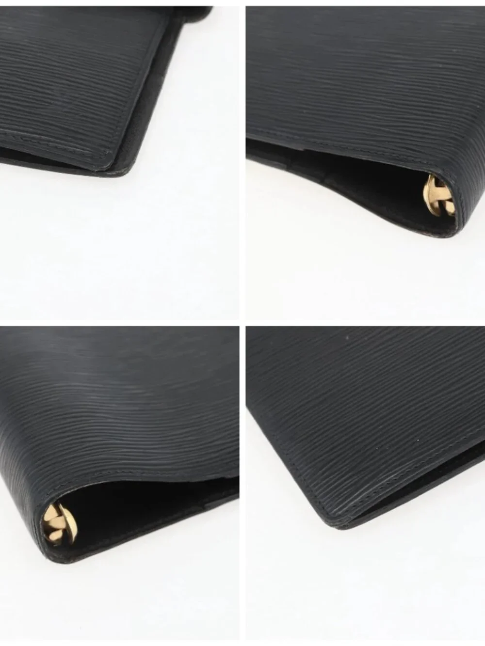 LOUIS VUITTON Epi Agenda GM Day Planner Cover Black Gold R20212 LV Auth yk20152